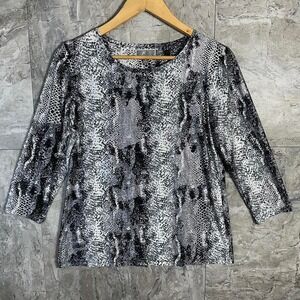 Grey  snakeskin print top  Woman's‎ Size Small JM Collections #snakeskinprint